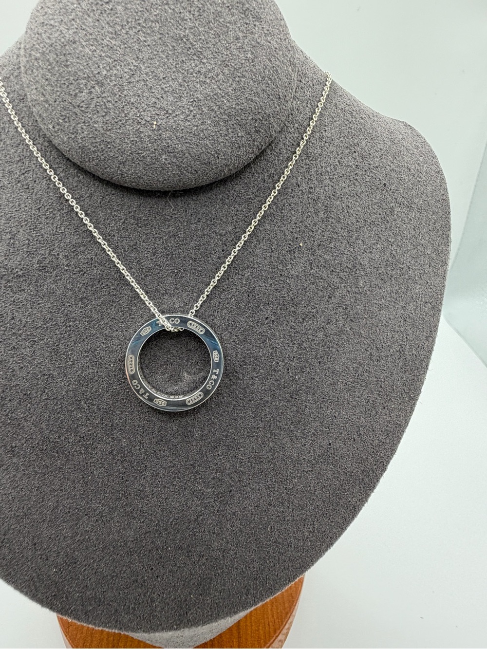 Tiffany & Co. Silver 1837 Circle Pendant Necklace 16 inches